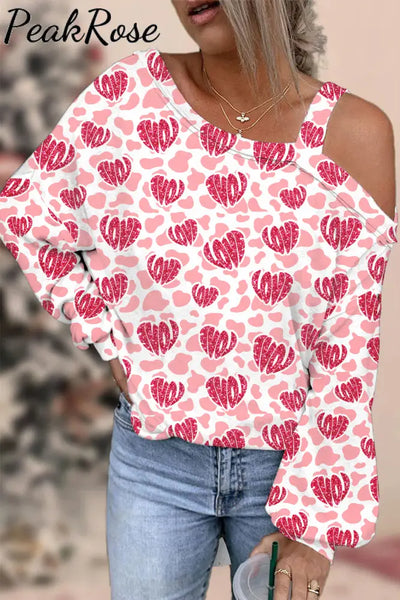 Leopard Love Heart Off-Shoulder Blouse