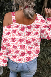 Leopard Love Heart Off-Shoulder Blouse