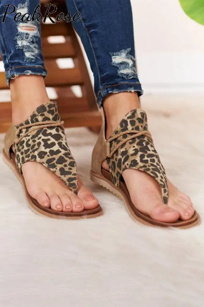 Leopard Open Toes Flat Slide Sandal / 3.5(35) Sandals