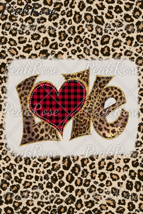 Leopard Plaid Love Heart Bleached T-Shirt