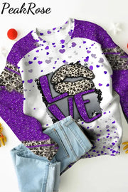 Leopard Print Lips Purple Sequin Love Sweatshirt