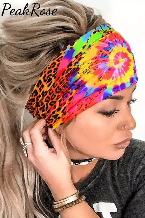 Leopard Tie Dye Swirl Wide Headband