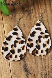 Leopard Water Drop Pu Leather Earrings