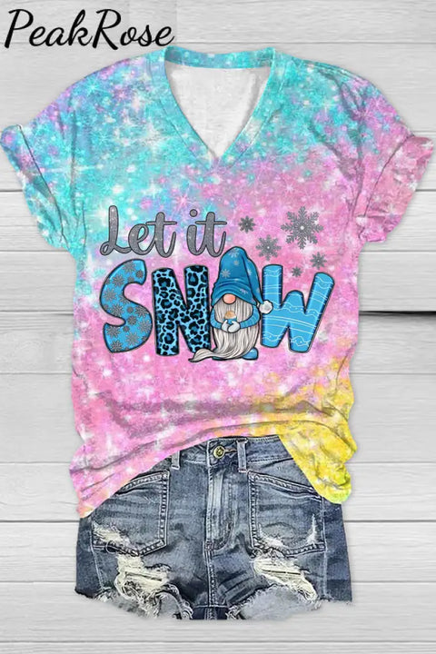 Let It Snow Glitter Christmas Short Sleeve T-Shirt