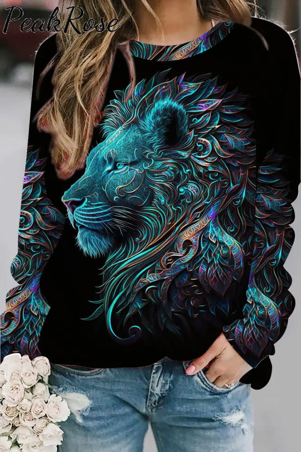 Lion Abstract Print Sweatshirt