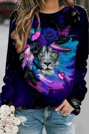 Lion Butterfly Print Sweatshirt