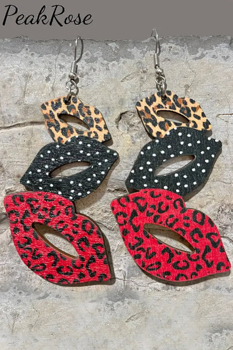 Lips Wooden Earrings One-Size / Black