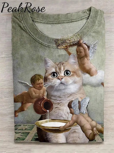 Little Angel Pouring Milk For Cat T-Shirt Multicolor / S Hot Sell