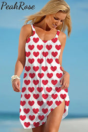 Little Heart Print Sleeveless Dress