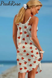 Little Love Heart Retro Beach Sleeveless Dress