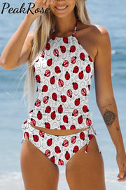 Little Red Ladybugs Bikini Swimsuit S / White