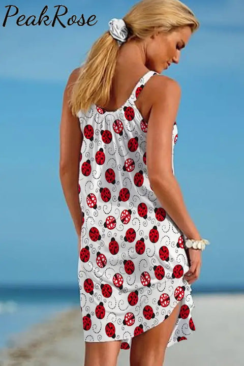 Little Red Ladybugs Sleeveless Dress