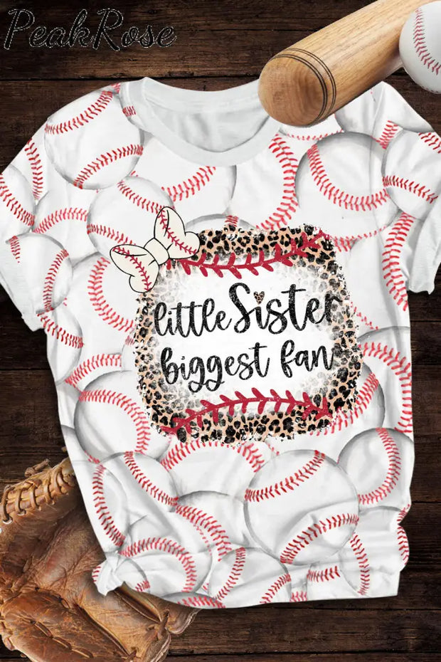 Little Sister Biggest Fan Bleached Shirt T-Shirt