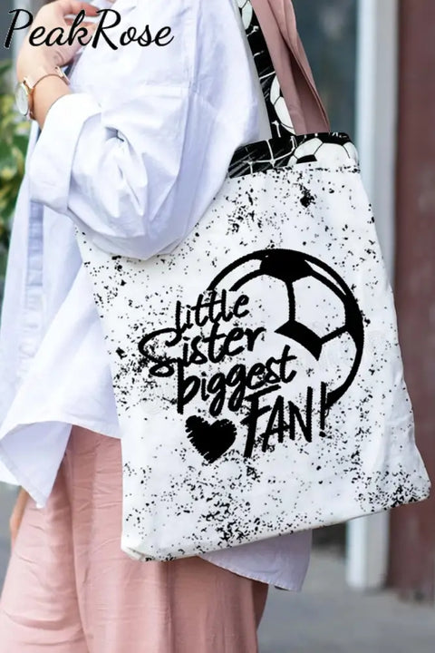 Little Sister Biggest Fan Print Tote Bag