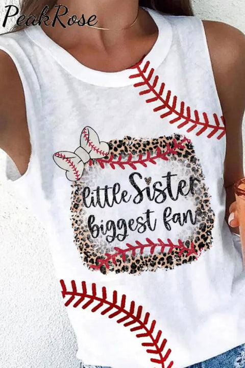 Little Sister Biggest Fan Printed Vest T-Shirt