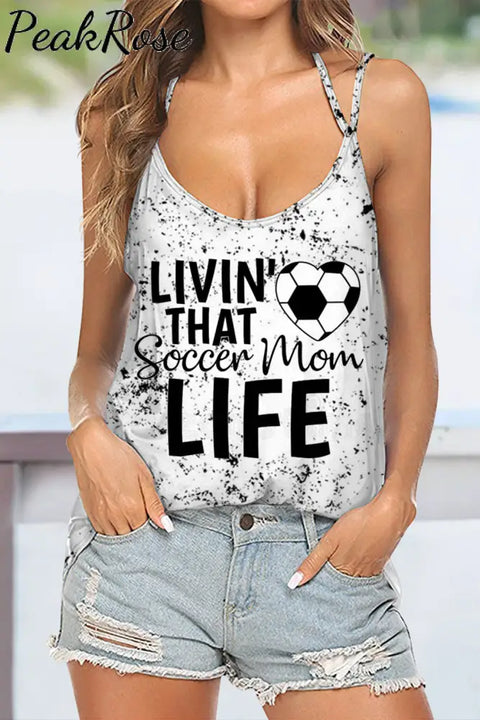 Livin’ That Soccer Mom Life Printed Halter Top Tops