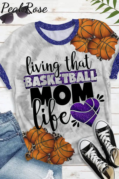 Living That Basketball Mom Vibe Printed Round Neck Short Sleeve T-Shirt