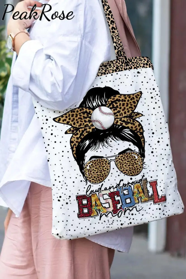 Loud And Proud Baseball Mom Leopard Tote Bag