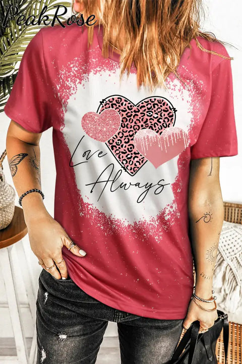 Love Always Leopard Heart-Shape T-Shirt T-Shirt