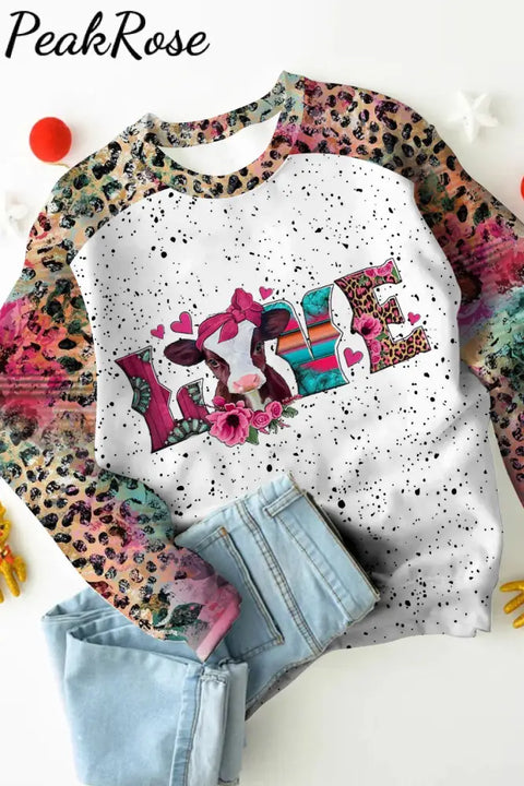 Love Baby Calf Western Leopard Floral Striped Polka Print Sweatshirt