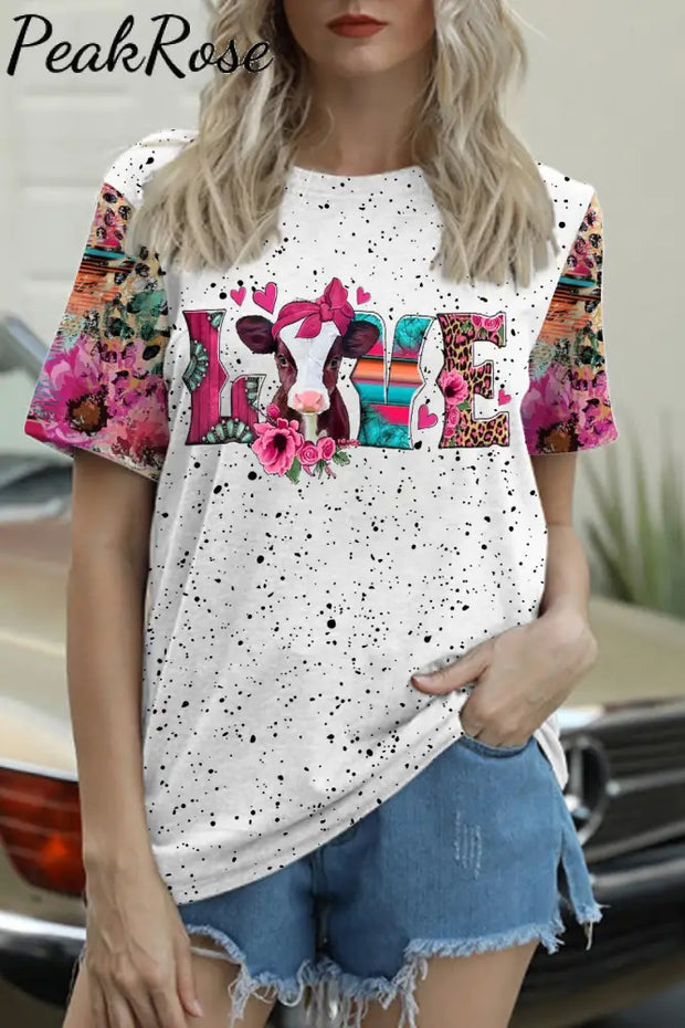 Love Baby Calf Western Leopard Floral Striped Polka Print T-Shirt / S T-Shirt