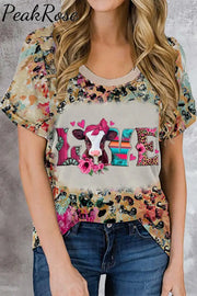 Love Baby Calf Western Leopard Floral Striped Polka Print T-Shirt / S T-Shirt