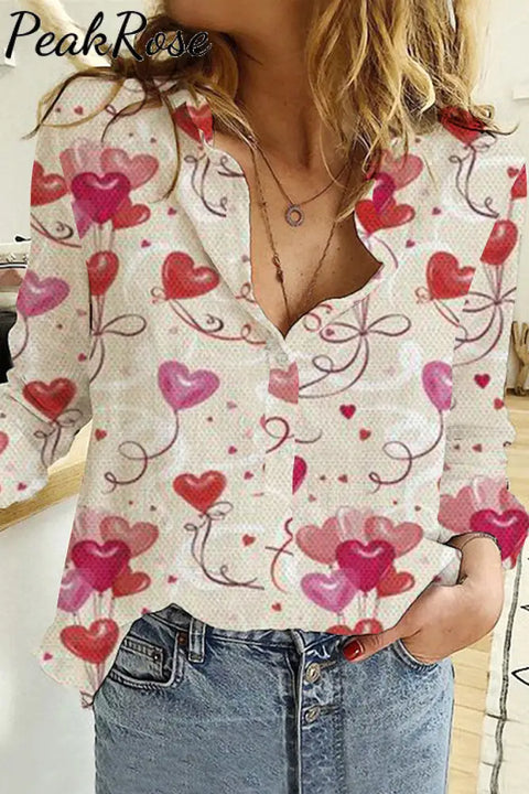 Love Balloons Long Sleeve Shirt S / Pink Women