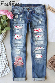 Love Car Ripped Denim Jeans