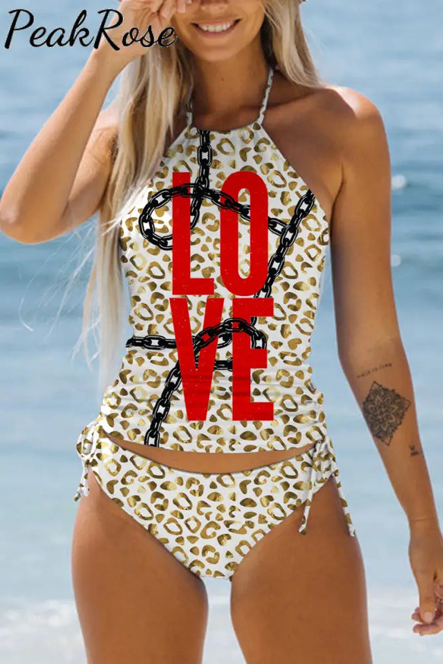 Love & Chain Gold Leopard Print Swimsuit