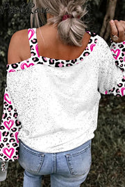 Love Cute Gnomies Leopard Pattern Off-Shoulder Blouse