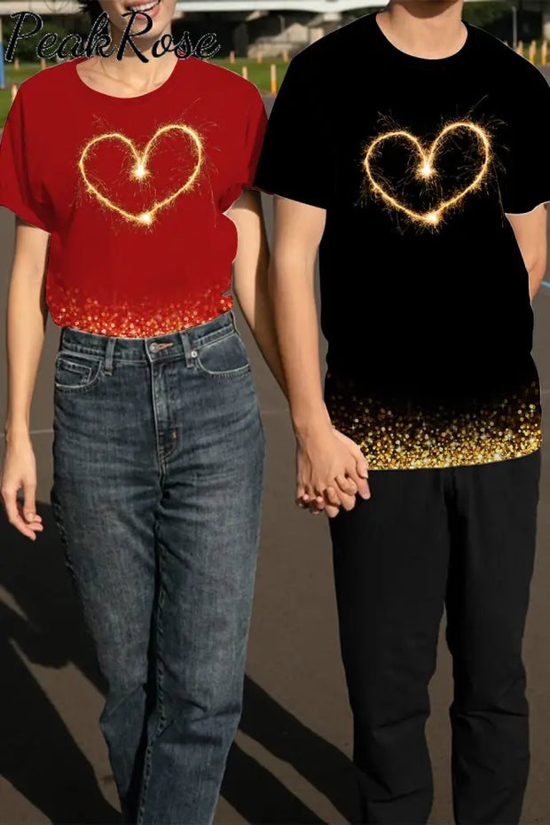 Love Fireworks Glitter Couple Outfit T-Shirt T-Shirt