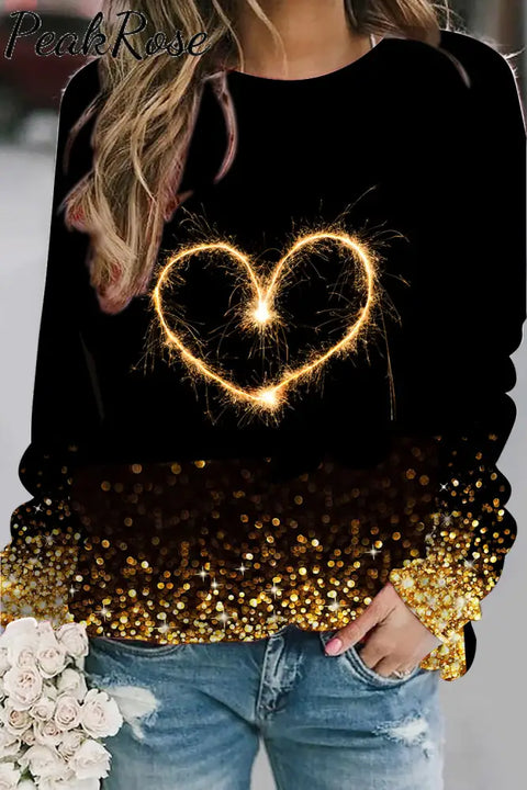 Love Fireworks Glitter Sweatshirt S / Black