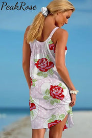 Love Flowers Beach Sleeveless Dress