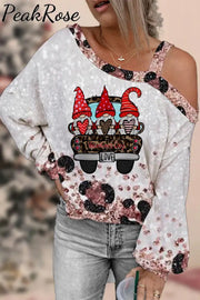 Valentine's Day Love Gnome Car Off-shoulder Blouse