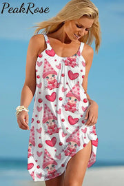 Love Gnomes Beach Sleeveless Dress S / Pink