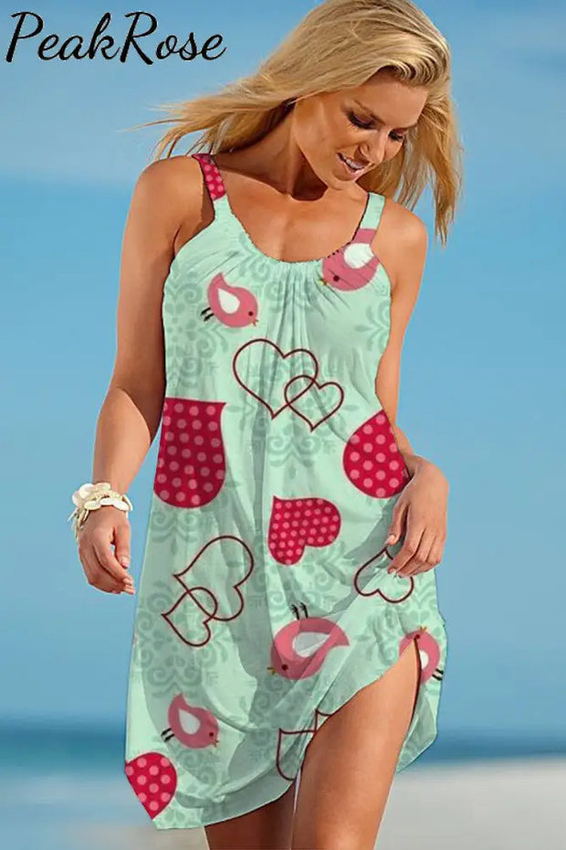 Love Heart Beach Sleeveless Dress