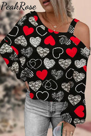 Love Heart Black Off-Shoulder Blouse