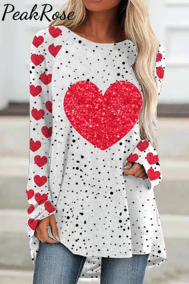 Love Heart Loose Tunic S / Polka