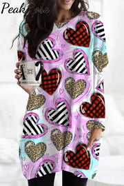 Valentine's Day Love Heart Loose Tunic with Pockets