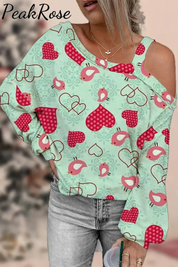 Love Heart Off-Shoulder Blouse S / Green