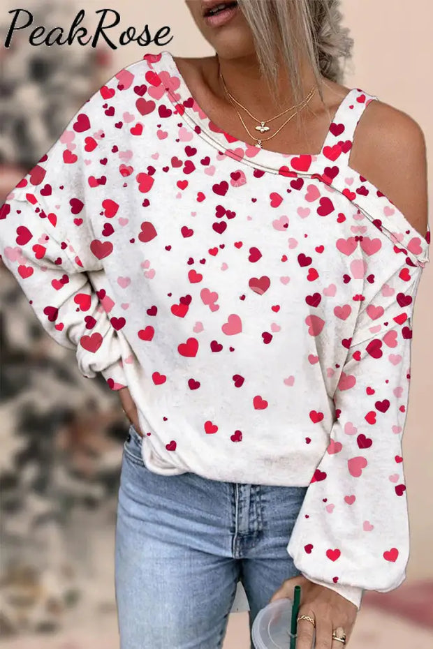 Love Heart Off-Shoulder Blouse S / White