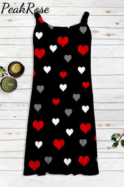 Love Heart Pattern Beach Sleeveless Dress