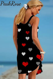 Love Heart Pattern Beach Sleeveless Dress