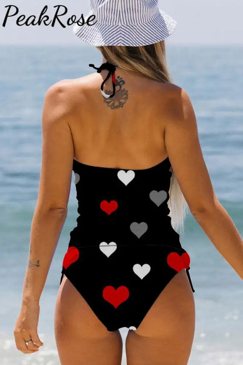 Love Heart Pattern Bikini Swimsuit