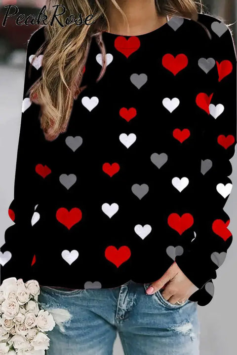 Love Heart Pattern Sweatshirt