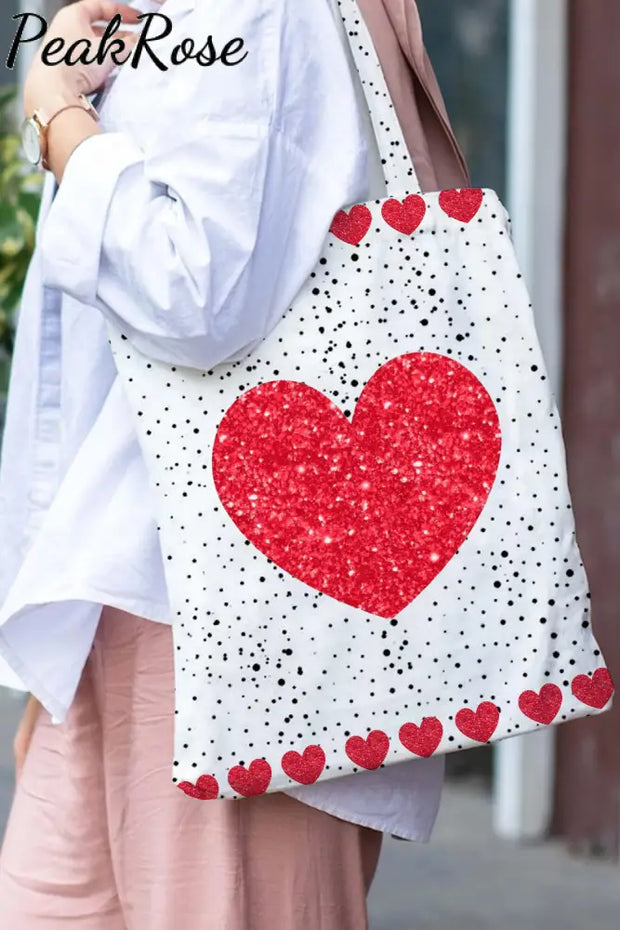 Love Heart Print Tote Bag Photo Color / 30*40 Cm