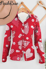 Love Heart Red Long Sleeve Shirt Women