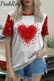 Love Heart Sequins T-Shirt