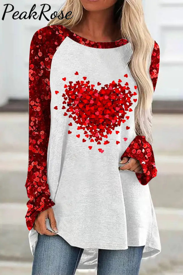 Love Heart Sequins Tunic