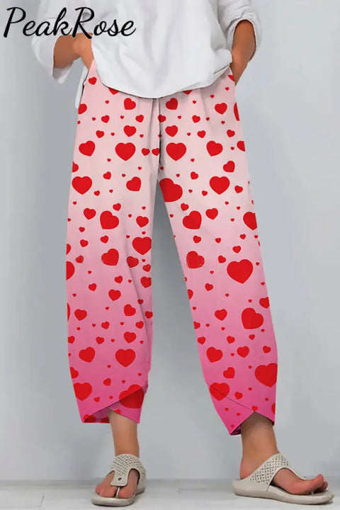 Love Heart-Shaped Polka Gradient Print Casual Pants Casual Pant